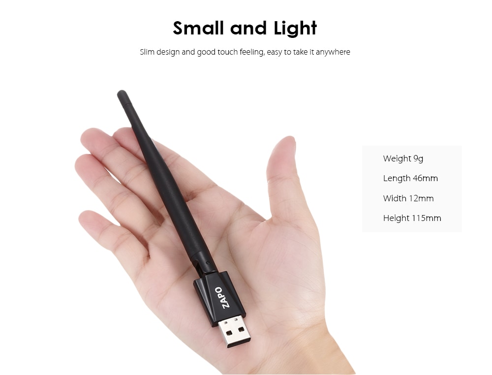 ZAPO RTL8188 USB WiFi Adapter 150M Portable Network Router 2.4GHz- Black ZAPO RTL8188 USB WiFi Adapter 150M Portable Network Router 2.4GHz- Black