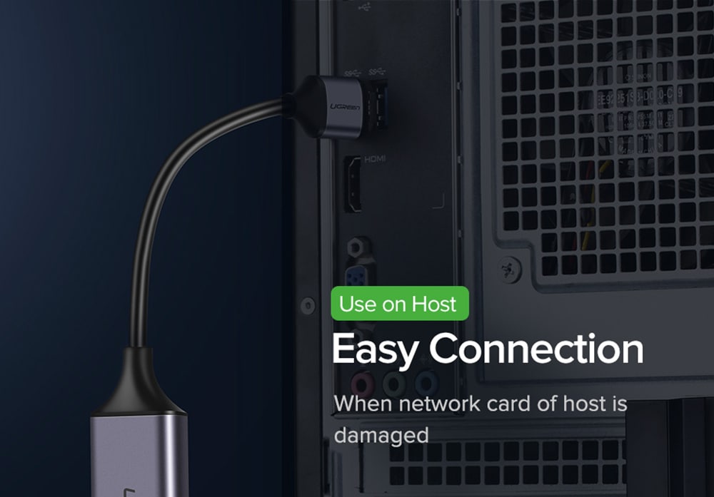 UGREEN CM209 Fast Speed Transmission / Driver Free / Smart Chipset Network Card Adapter- Dark Gray UGREEN CM209 Fast Speed Transmission / Driver Free / Smart Chipset Network Card Adapter- Dark Gray