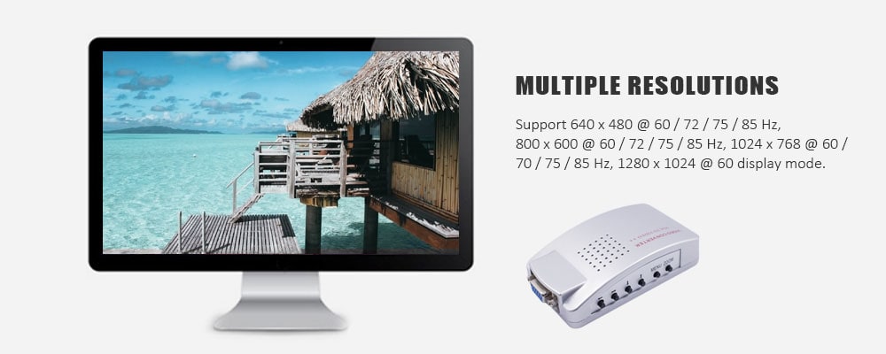 VGA to AV Converter VGA to VIDEO Switch with S Terminal TV Converter Computer Monitor- Silver VGA to AV Converter VGA to VIDEO Switch with S Terminal TV Converter Computer Monitor- Silver