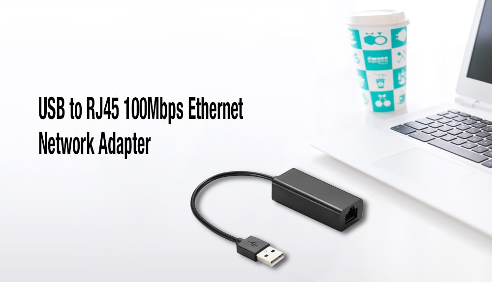 USB to RJ45 100Mbps Ethernet Network Adapter Converter- Black USB to RJ45 100Mbps Ethernet Network Adapter Converter- Black