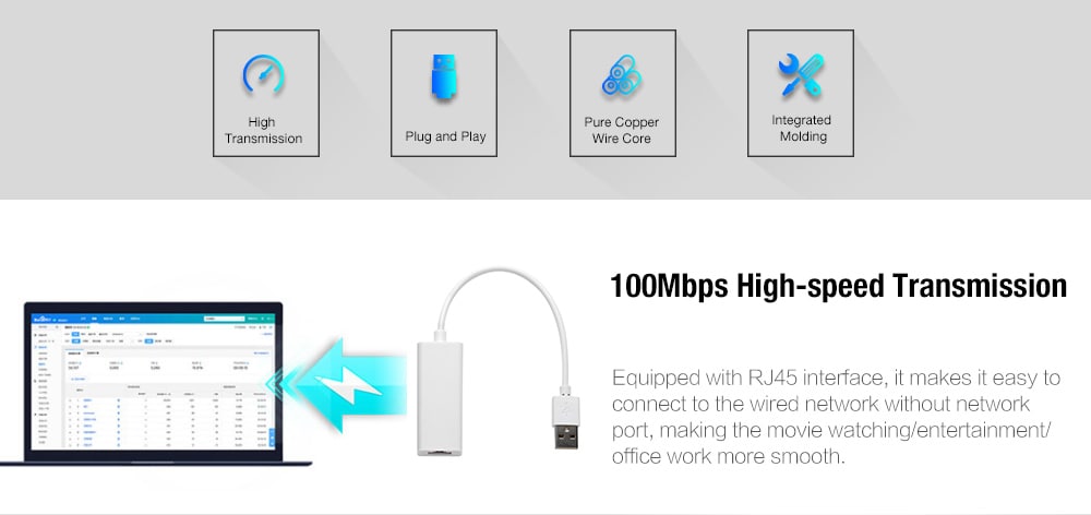 USB to RJ45 100Mbps Ethernet Network Adapter Converter- Black USB to RJ45 100Mbps Ethernet Network Adapter Converter- Black