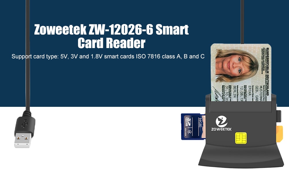 Zoweetek ZW - 12026 - 6 DOD Military USB Smart Card Reader / CAC Common Access Card Reader- Black Zoweetek ZW - 12026 - 6 DOD Military USB Smart Card Reader / CAC Common Access Card Reader- Black