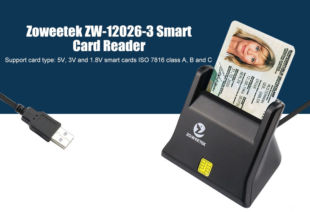 Zoweetek ZW - 12026 - 3 EMV USB Smart Card Reader Writer DOD Military USB Common Access CAC Smart Card Reader ISO7816 for SIM / ATM / IC / ID Card- Black Zoweetek ZW - 12026 - 3 EMV USB Smart Card Reader Writer DOD Military USB Common Access CAC Smart Card Reader ISO7816 for SIM / ATM / IC / ID Card- Black