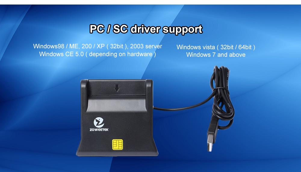 Zoweetek ZW - 12026 - 3 EMV USB Smart Card Reader Writer DOD Military USB Common Access CAC Smart Card Reader ISO7816 for SIM / ATM / IC / ID Card- Black Zoweetek ZW - 12026 - 3 EMV USB Smart Card Reader Writer DOD Military USB Common Access CAC Smart Card Reader ISO7816 for SIM / ATM / IC / ID Card- Black