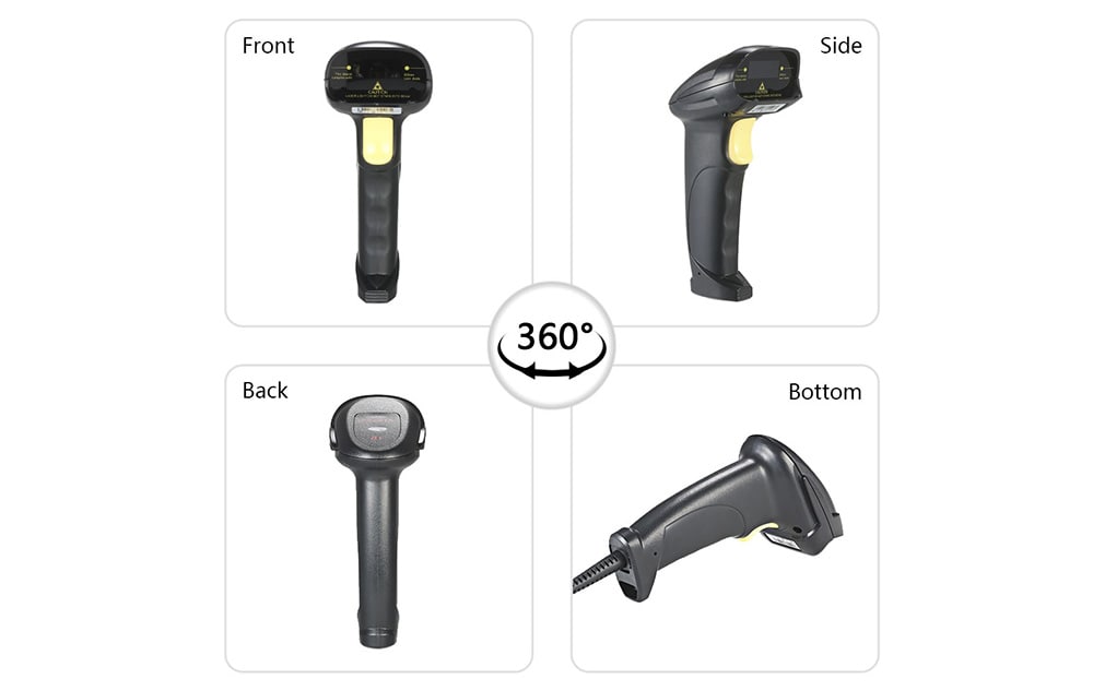 YHD - 8200+ Wired Barcode Scanner 1D Automatic Sensing Handheld Laser Bar Code Reader with USB Cable- Black YHD - 8200+ Wired Barcode Scanner 1D Automatic Sensing Handheld Laser Bar Code Reader with USB Cable- Black