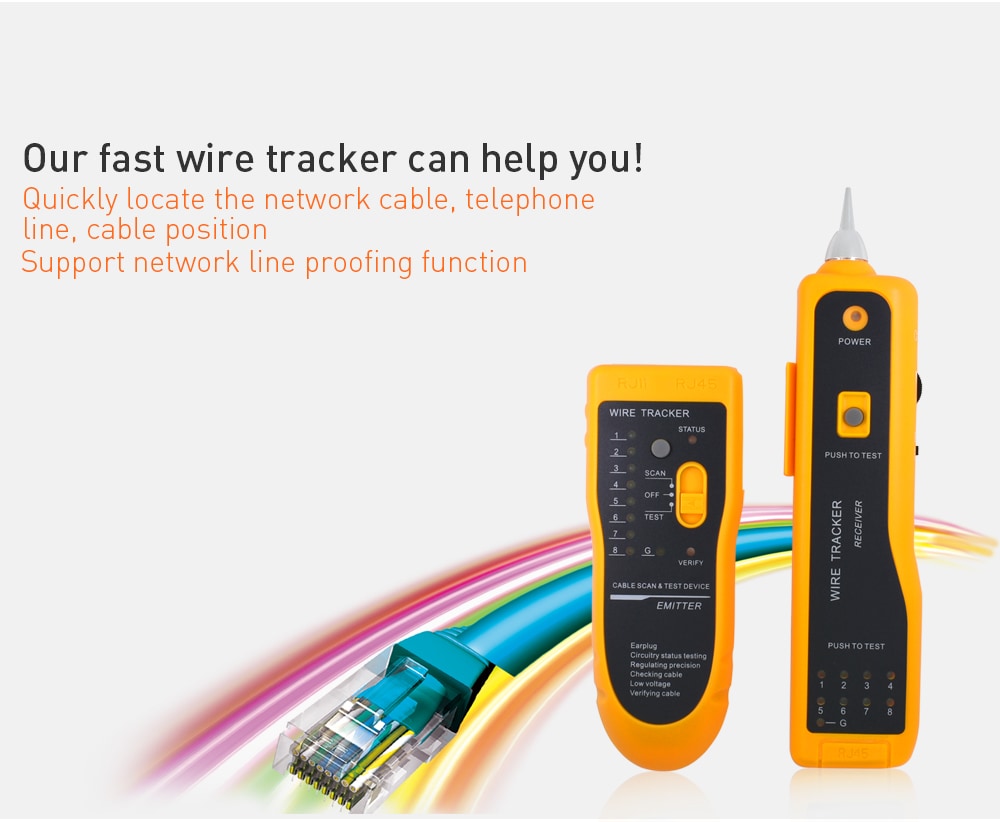 UTP STP Cat5 Cat6 RJ45 Line Finder Telephone Wire Tracker Diagnose Tone Tool Kit LAN Network Cable Tester- Saffron UTP STP Cat5 Cat6 RJ45 Line Finder Telephone Wire Tracker Diagnose Tone Tool Kit LAN Network Cable Tester- Saffron