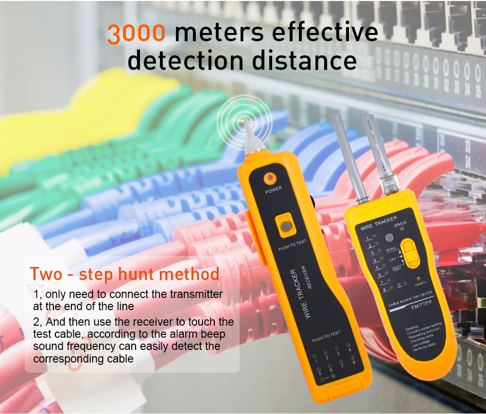UTP STP Cat5 Cat6 RJ45 Line Finder Telephone Wire Tracker Diagnose Tone Tool Kit LAN Network Cable Tester- Saffron UTP STP Cat5 Cat6 RJ45 Line Finder Telephone Wire Tracker Diagnose Tone Tool Kit LAN Network Cable Tester- Saffron