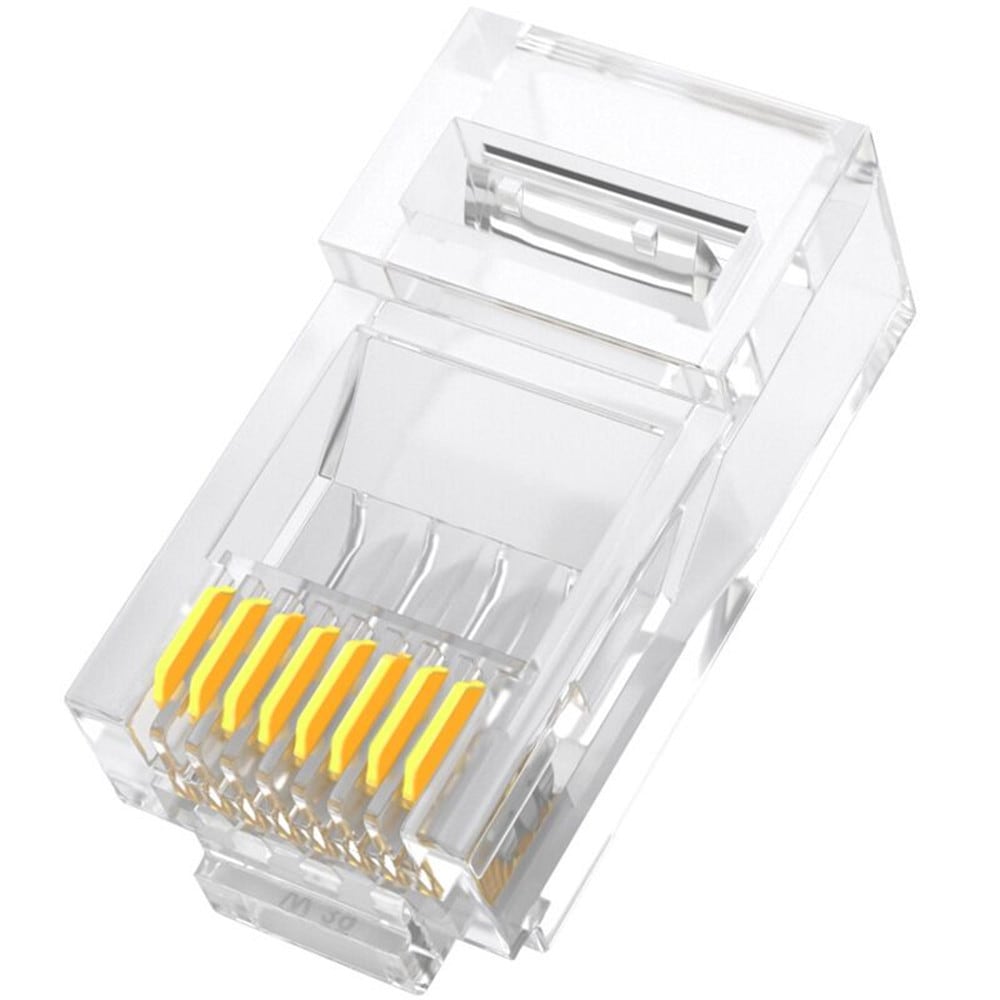 RJ45 Network Connector 8P8C Modular Ethernet Cable Head Plug Gold- White 50 only RJ45 Network Connector 8P8C Modular Ethernet Cable Head Plug Gold- White 50 only