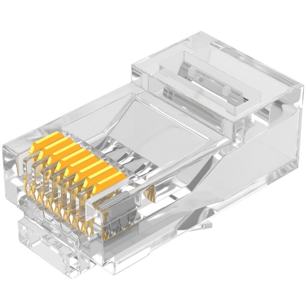 RJ45 Network Connector 8P8C Modular Ethernet Cable Head Plug Gold- White 50 only RJ45 Network Connector 8P8C Modular Ethernet Cable Head Plug Gold- White 50 only