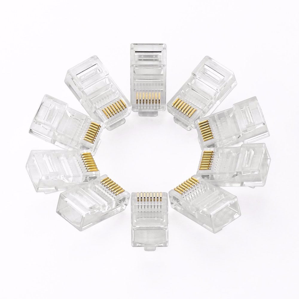 RJ45 Network Connector 8P8C Modular Ethernet Cable Head Plug Gold- White 50 only RJ45 Network Connector 8P8C Modular Ethernet Cable Head Plug Gold- White 50 only