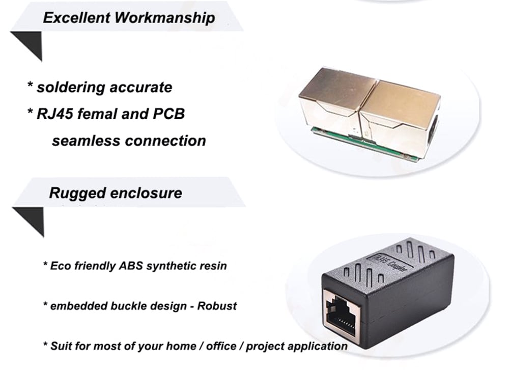 RJ45 Network Coupler Ethernet Cable Extender Adapter for Cat7 Cat6 Cat5e 2PCS- Black RJ45 Network Coupler Ethernet Cable Extender Adapter for Cat7 Cat6 Cat5e 2PCS- Black