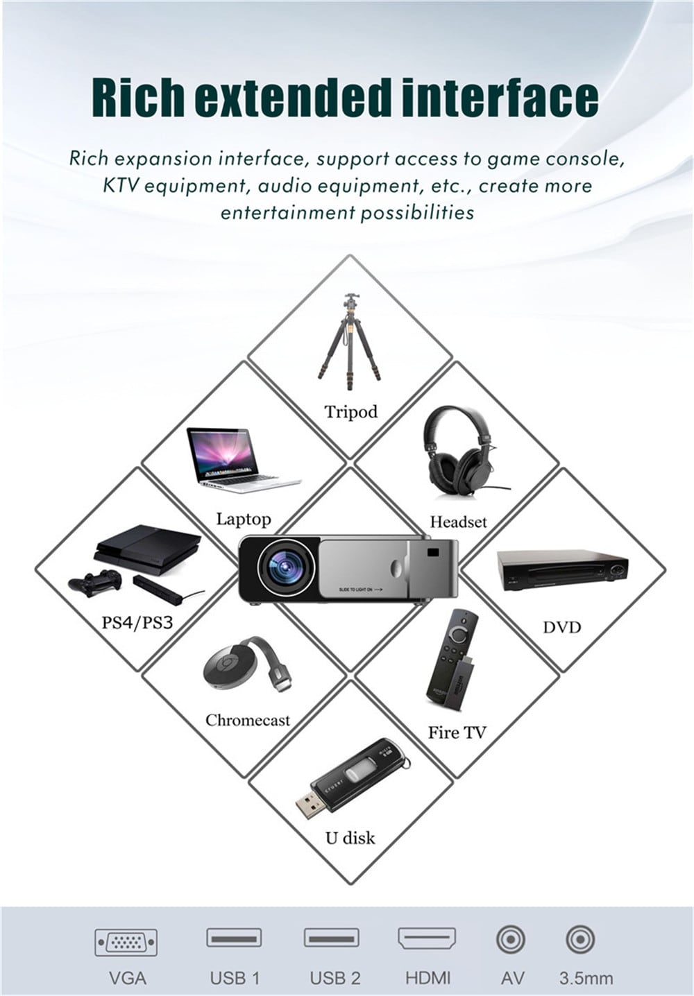 TST6 Projector Home Theater High Lumen Mini Projector- Red TST6 Projector Home Theater High Lumen Mini Projector- Red