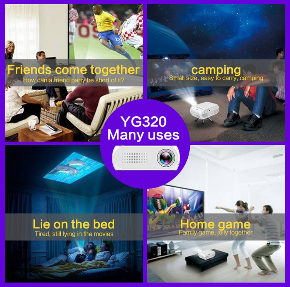 YG-320 Portable Home Mini HDMI USB LED 1080P Projector- Snow White US Plug YG-320 Portable Home Mini HDMI USB LED 1080P Projector- Snow White US Plug