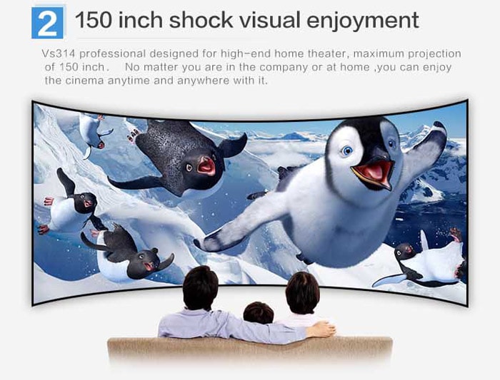 VS314 LED Projector 1500 Lumens 800 x 480 Pixels 1080P Media Player- White and Black US Plug VS314 LED Projector 1500 Lumens 800 x 480 Pixels 1080P Media Player- White and Black US Plug