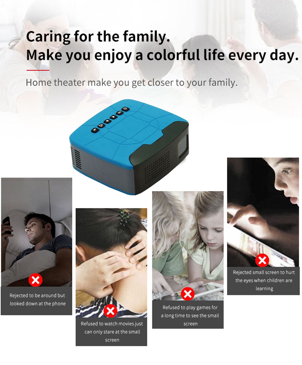 UNIC U20 LCD Mini Home Projector 320 x 240 Support USB / TF / AV / HDMI / Headphone / Mini USB- Deep Sky Blue UK Plug UNIC U20 LCD Mini Home Projector 320 x 240 Support USB / TF / AV / HDMI / Headphone / Mini USB- Deep Sky Blue UK Plug