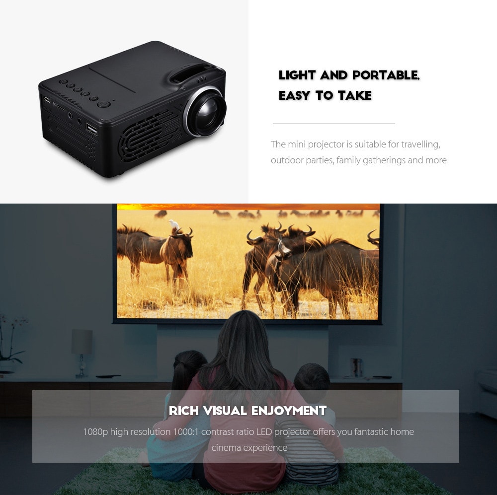 RD - 814 1080P Portable LED Mini Projector Multimedia for Photo Music Movie Text- White EU Plug RD - 814 1080P Portable LED Mini Projector Multimedia for Photo Music Movie Text- White EU Plug