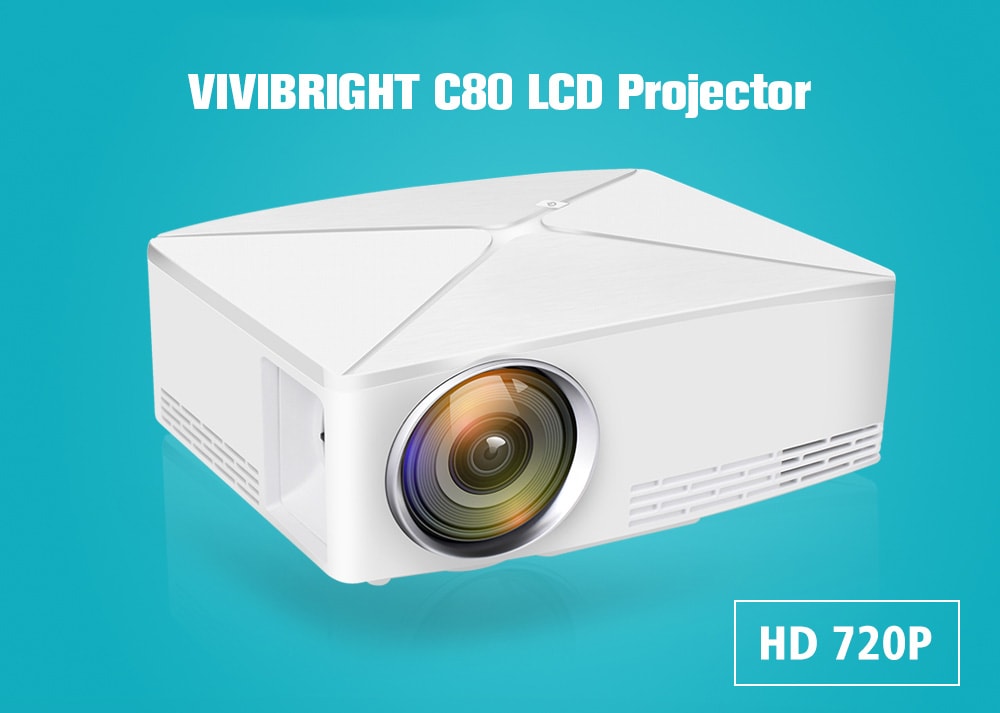 VIVIBRIGHT C80 LCD Home Theater Projector 1500 Lumens Support 1080P HDMI VGA USB for Laptop - White EU Plug VIVIBRIGHT C80 LCD Home Theater Projector 1500 Lumens Support 1080P HDMI VGA USB for Laptop - White EU Plug