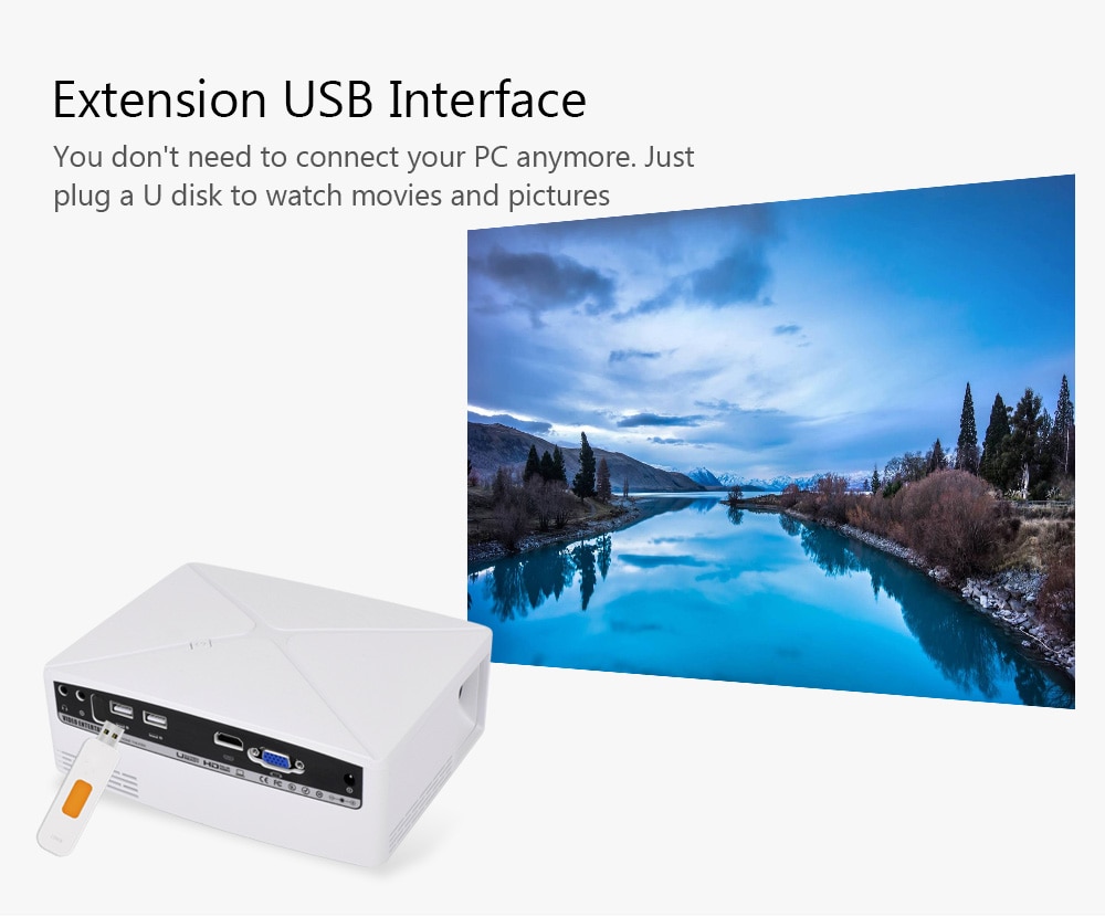 VIVIBRIGHT C80 LCD Home Theater Projector 1500 Lumens Support 1080P HDMI VGA USB for Laptop - White EU Plug VIVIBRIGHT C80 LCD Home Theater Projector 1500 Lumens Support 1080P HDMI VGA USB for Laptop - White EU Plug