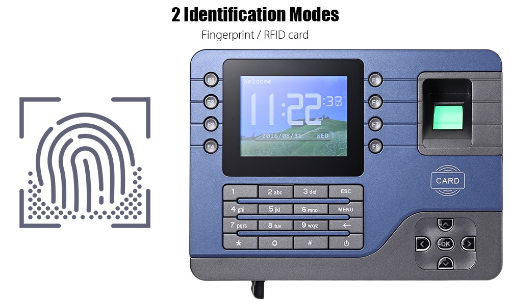 Realand A - C091 TFT Fingerprint Time Attendance Clock Employee Payroll Recorder 2 Identification Mode for Company School- Gray US Plug Realand A - C091 TFT Fingerprint Time Attendance Clock Employee Payroll Recorder 2 Identification Mode for Company School- Gray US Plug