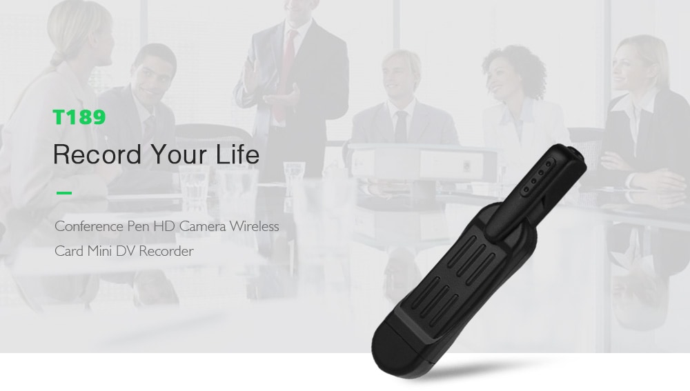T189 Conference Pen HD Camera Wireless Card Mini DV Recorder- Black T189 Conference Pen HD Camera Wireless Card Mini DV Recorder- Black
