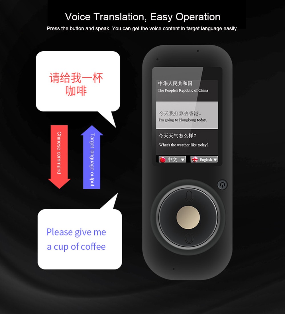 T2 Smart Voice Translator Support Audio Record Playback 35 Languages- Gray T2 Smart Voice Translator Support Audio Record Playback 35 Languages- Gray