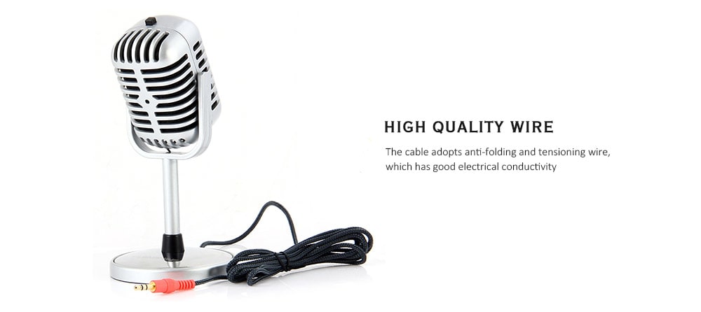 NW - 058 Professional Omnidirectional 3.5mm Dual Track Microphone for Desk PC and Notebook with Recording Function - Silver- Silver NW - 058 Professional Omnidirectional 3.5mm Dual Track Microphone for Desk PC and Notebook with Recording Function - Silver- Silver