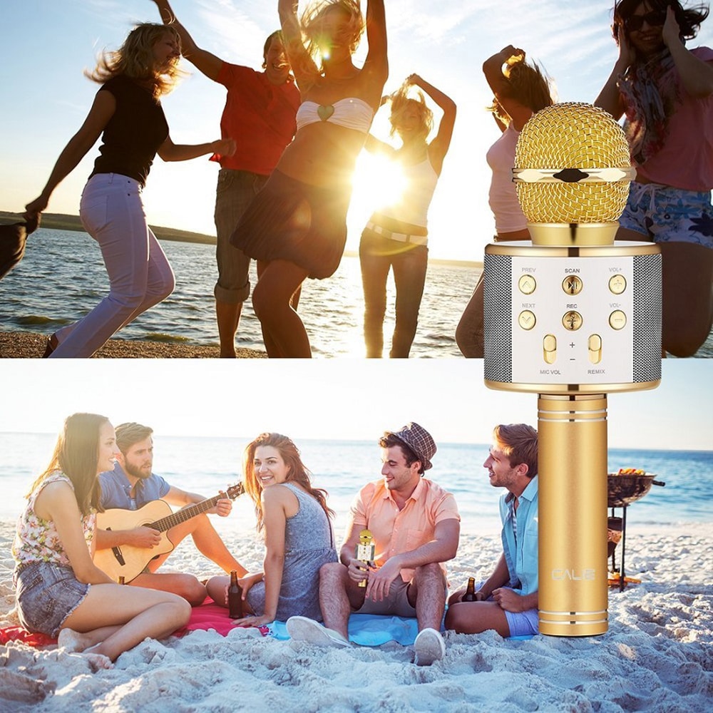 Wireless Bluetooth Karaoke Handheld Microphone USB KTV Player Mic Speaker Record Music Microphones- Rose Gold Wireless Bluetooth Karaoke Handheld Microphone USB KTV Player Mic Speaker Record Music Microphones- Rose Gold