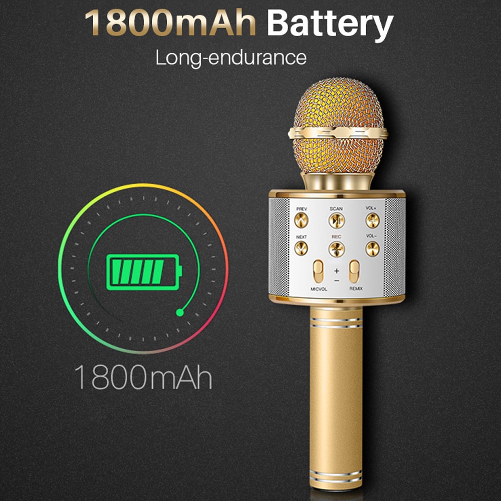 Wireless Bluetooth Karaoke Handheld Microphone USB KTV Player Mic Speaker Record Music Microphones- Rose Gold Wireless Bluetooth Karaoke Handheld Microphone USB KTV Player Mic Speaker Record Music Microphones- Rose Gold
