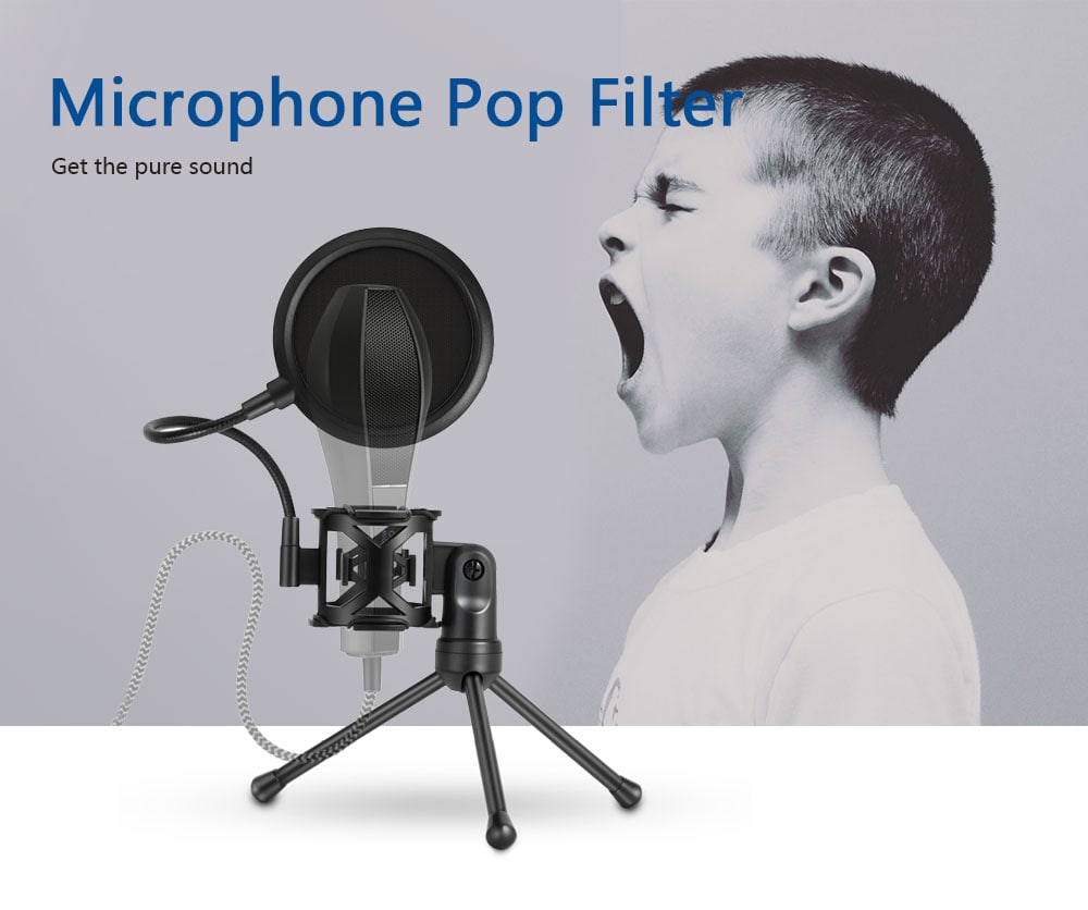 PS - 2 Microphone Filter with Adjustable Desktop Stand - Black PS - 2 Microphone Filter with Adjustable Desktop Stand - Black