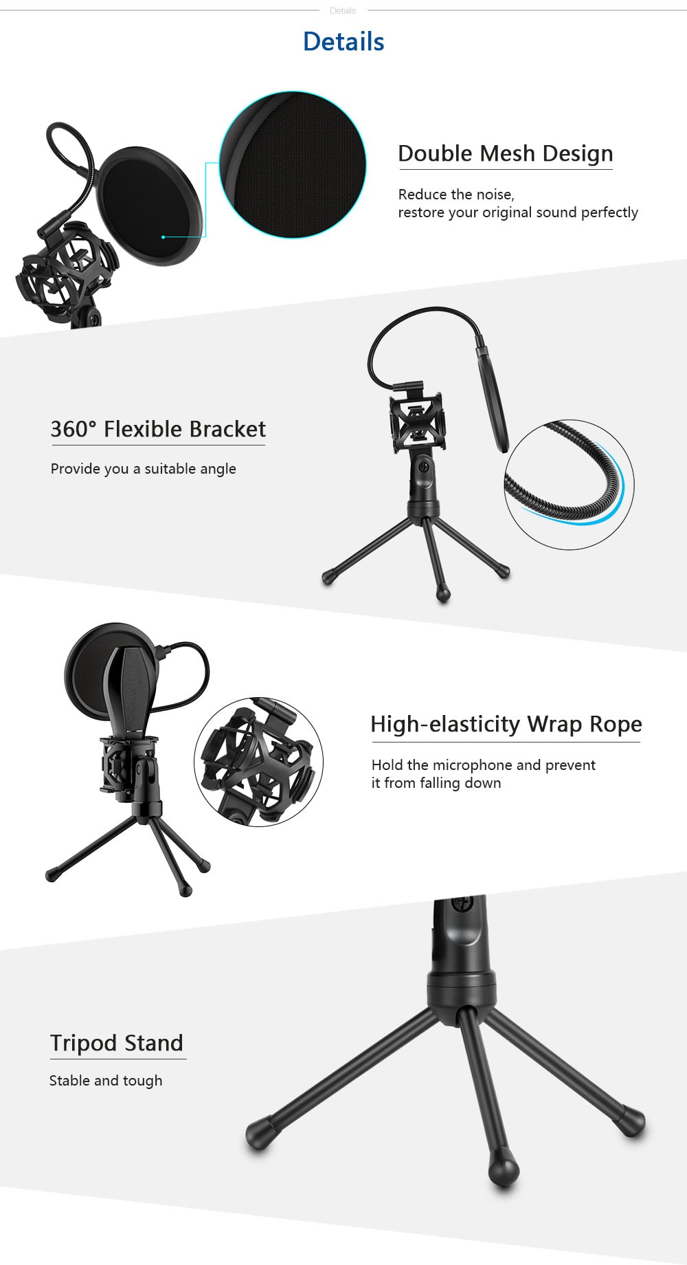 PS - 2 Microphone Filter with Adjustable Desktop Stand - Black PS - 2 Microphone Filter with Adjustable Desktop Stand - Black