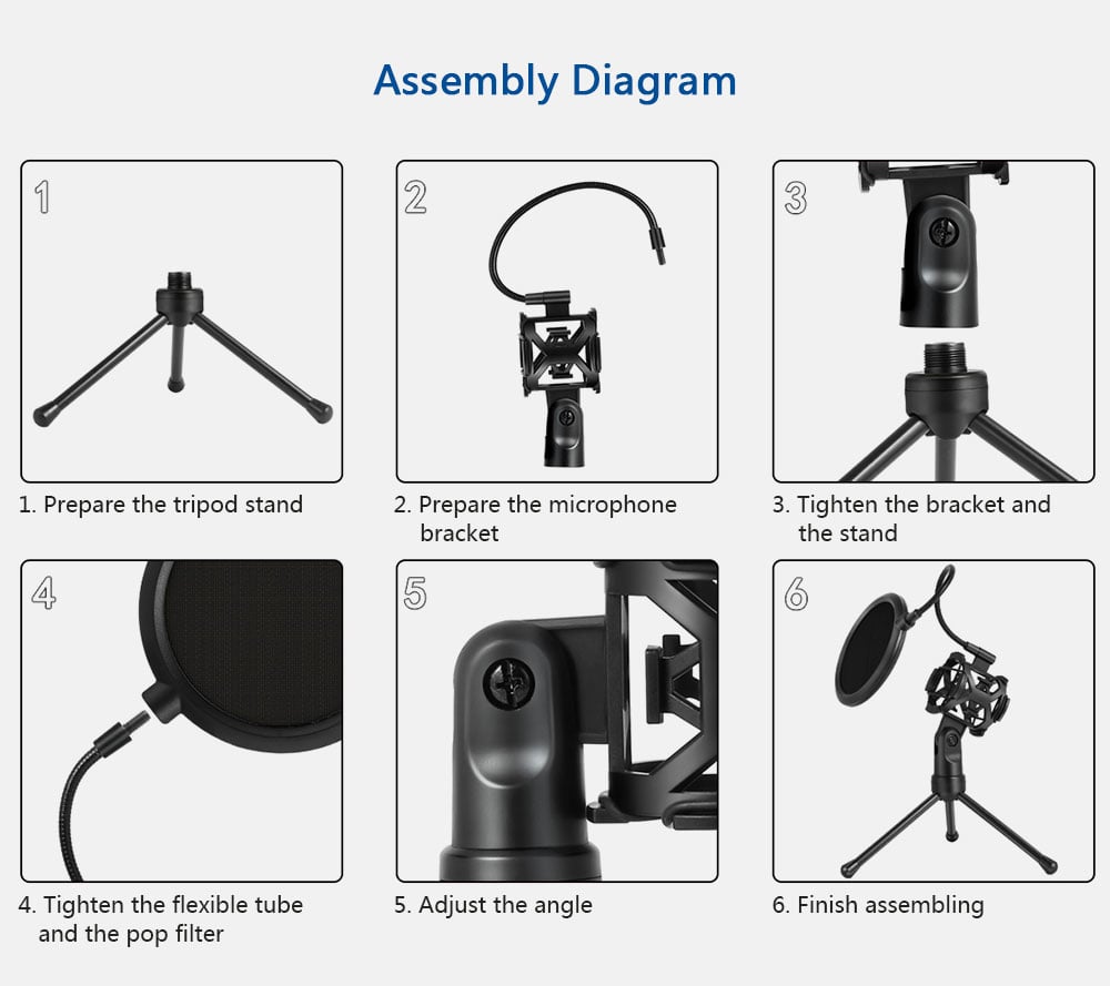 PS - 2 Microphone Filter with Adjustable Desktop Stand - Black PS - 2 Microphone Filter with Adjustable Desktop Stand - Black