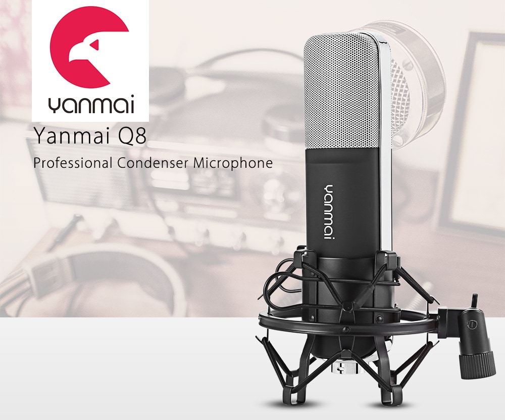Yanmai Q8 Professional Condenser Microphone Cardioid with Shock Mount for Recording- Black Yanmai Q8 Professional Condenser Microphone Cardioid with Shock Mount for Recording- Black