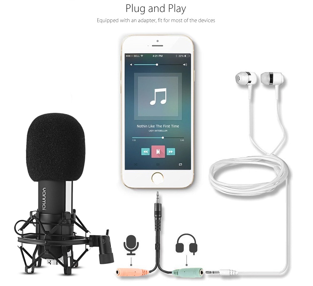 Yanmai Q8 Professional Condenser Microphone Cardioid with Shock Mount for Recording- Black Yanmai Q8 Professional Condenser Microphone Cardioid with Shock Mount for Recording- Black