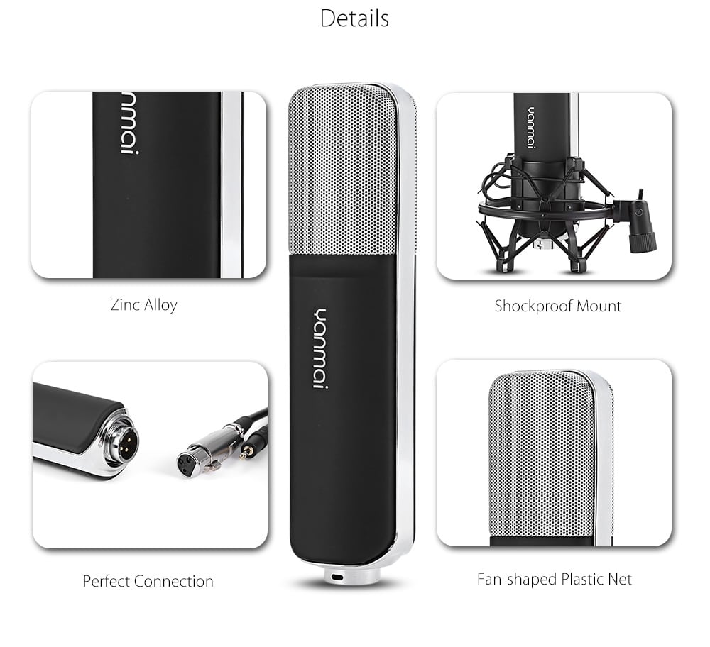 Yanmai Q8 Professional Condenser Microphone Cardioid with Shock Mount for Recording- Black Yanmai Q8 Professional Condenser Microphone Cardioid with Shock Mount for Recording- Black
