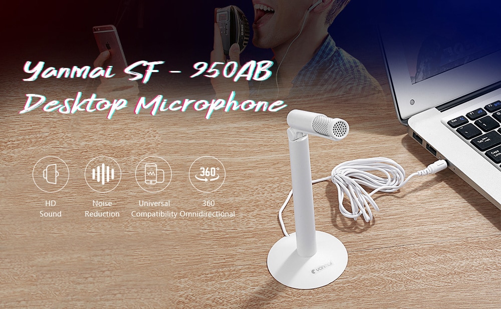 Yanmai Omnidirectional Condenser Sound Desktop Microphone for PC Laptop Skype Recording- Black Yanmai Omnidirectional Condenser Sound Desktop Microphone for PC Laptop Skype Recording- Black
