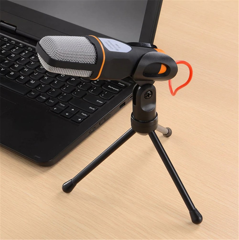 SF-666 Wired Stereo Microphone with Holder- Black SF-666 Wired Stereo Microphone with Holder- Black