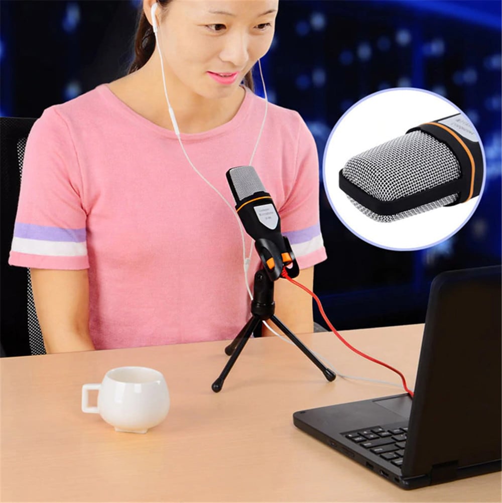 SF-666 Wired Stereo Microphone with Holder- Black SF-666 Wired Stereo Microphone with Holder- Black