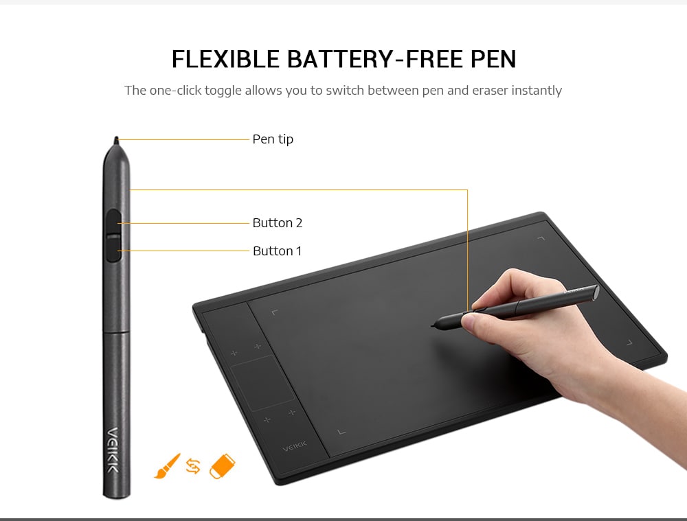 VEIKK A30 10 x 6 inch Digital Drawing Tablet with 8192 Levels Passive Pen- Black VEIKK A30 10 x 6 inch Digital Drawing Tablet with 8192 Levels Passive Pen- Black