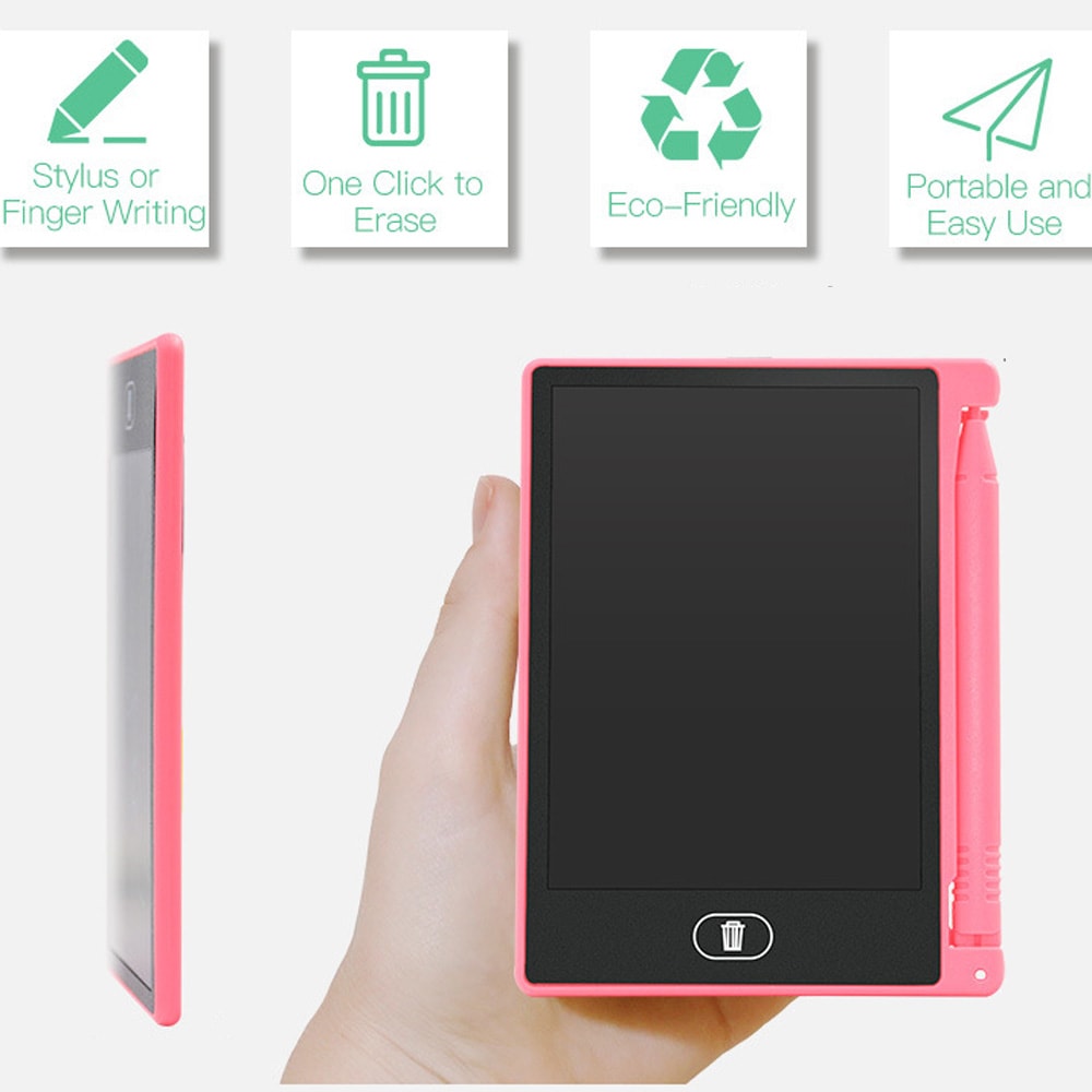 Portable Mini 4.4 Inch LED Blackboard Children's Drawing Message Board- Light Pink Portable Mini 4.4 Inch LED Blackboard Children's Drawing Message Board- Light Pink