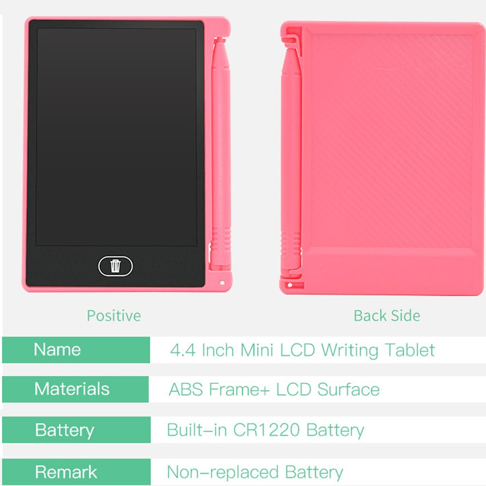 Portable Mini 4.4 Inch LED Blackboard Children's Drawing Message Board- Light Pink Portable Mini 4.4 Inch LED Blackboard Children's Drawing Message Board- Light Pink