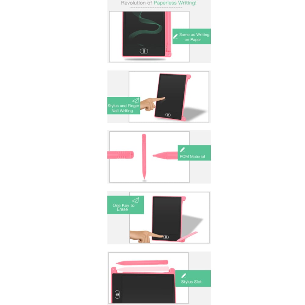 Portable Mini 4.4 Inch LED Blackboard Children's Drawing Message Board- Light Pink Portable Mini 4.4 Inch LED Blackboard Children's Drawing Message Board- Light Pink