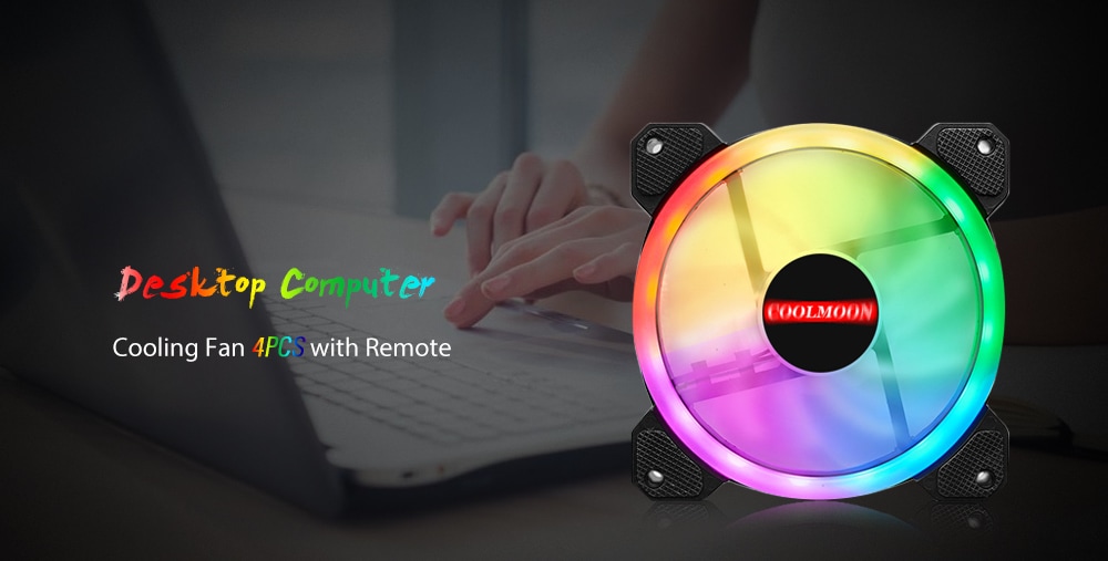 12cm RGB Desktop Computer Mute Cooling Fan 4pcs with Remote - White 12cm RGB Desktop Computer Mute Cooling Fan 4pcs with Remote - White