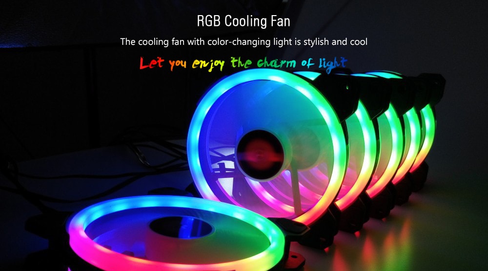 12cm RGB Desktop Computer Mute Cooling Fan 4pcs with Remote - White 12cm RGB Desktop Computer Mute Cooling Fan 4pcs with Remote - White