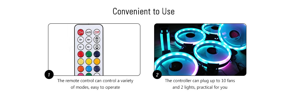 12cm RGB Desktop Computer Mute Cooling Fan 4pcs with Remote - White 12cm RGB Desktop Computer Mute Cooling Fan 4pcs with Remote - White