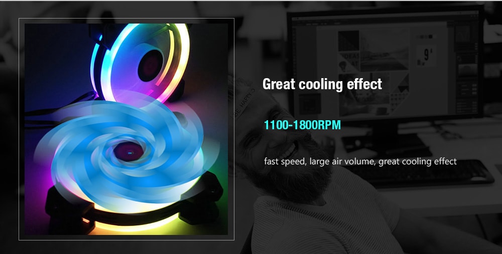 RGB Desktop Computer Cooling Fan 6PCS with Remote - White RGB Desktop Computer Cooling Fan 6PCS with Remote - White
