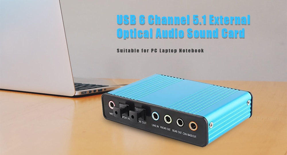 USB 6 Channel 5.1 External Optical Audio Sound Card for PC Laptop Notebook- Butterfly Blue USB 6 Channel 5.1 External Optical Audio Sound Card for PC Laptop Notebook- Butterfly Blue