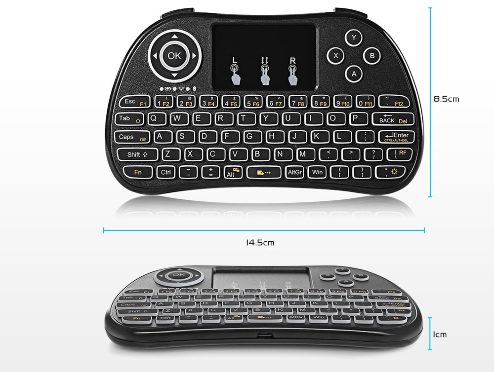 TZ P9 Wireless Mini Keyboard Backlight Function with Touchpad- Black TZ P9 Wireless Mini Keyboard Backlight Function with Touchpad- Black