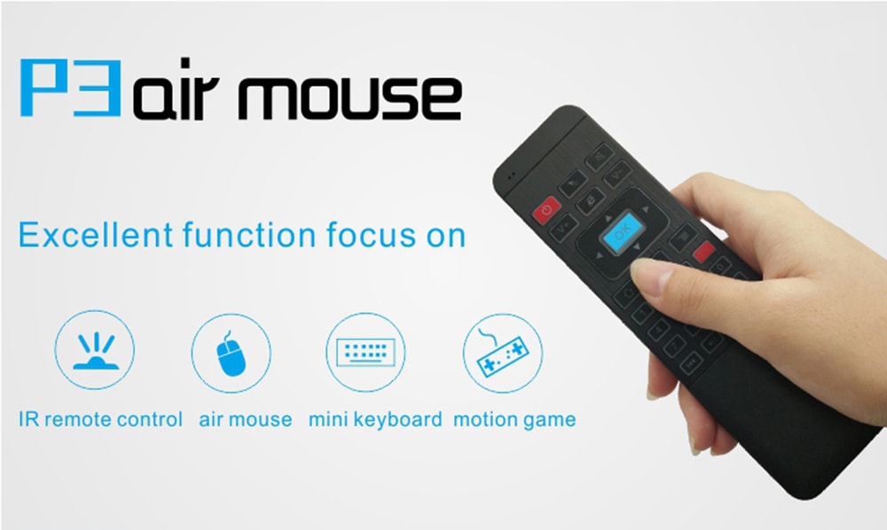 P3 Wireless Air Mouse without Backlight - Black Without backlight P3 Wireless Air Mouse without Backlight - Black Without backlight