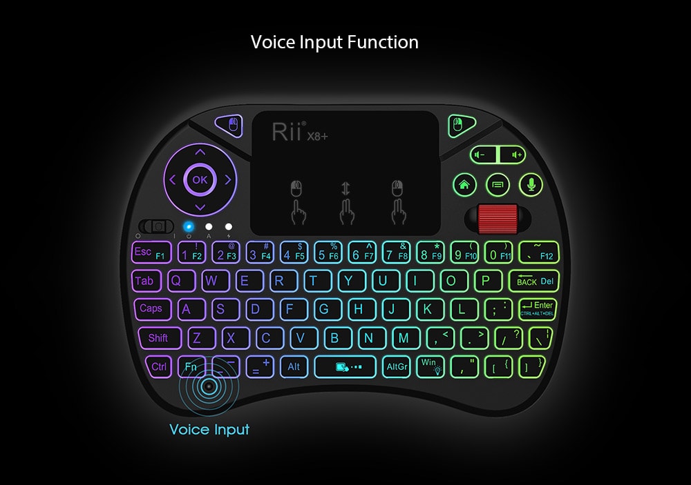 Rii X8 Plus 2.4GHz Wireless Air Mouse Keyboard with Touchpad - Black Rii X8 Plus 2.4GHz Wireless Air Mouse Keyboard with Touchpad - Black