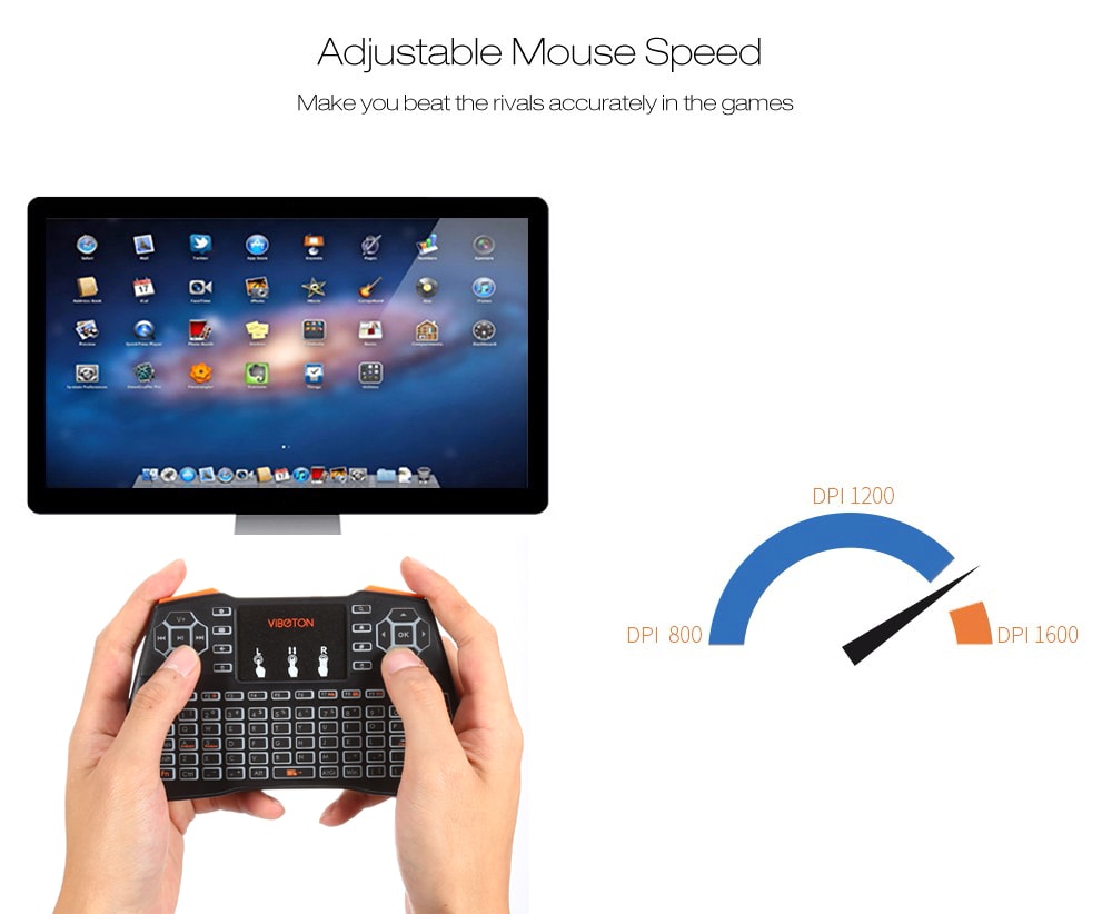 VIBOTON i8 Plus 2.4G Wireless Keyboard Fly Air Mouse Touchpad Backlight Version- Full Black German VIBOTON i8 Plus 2.4G Wireless Keyboard Fly Air Mouse Touchpad Backlight Version- Full Black German